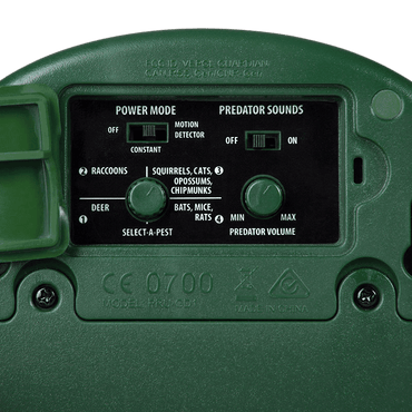 Back panel of the Guardian showing the various pest settings